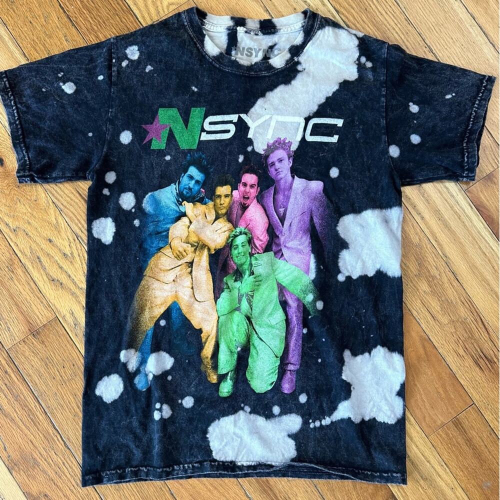 NSYNC Bleach Dyed Short Sleeve Graphic Tee Size S